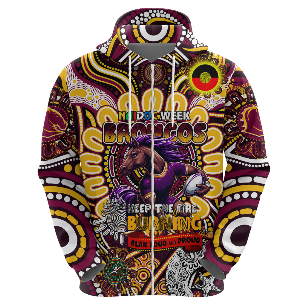 Custom NAIDOC Week 2024 Broncos Hoodie Mascot Rugby - Vibe Hoodie Shop