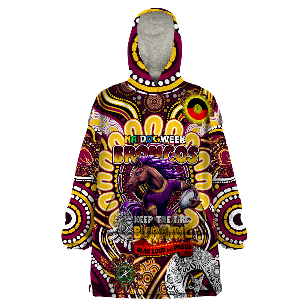 Custom NAIDOC Week 2024 Broncos Wearable Blanket Hoodie Mascot Rugby - Vibe Hoodie Shop