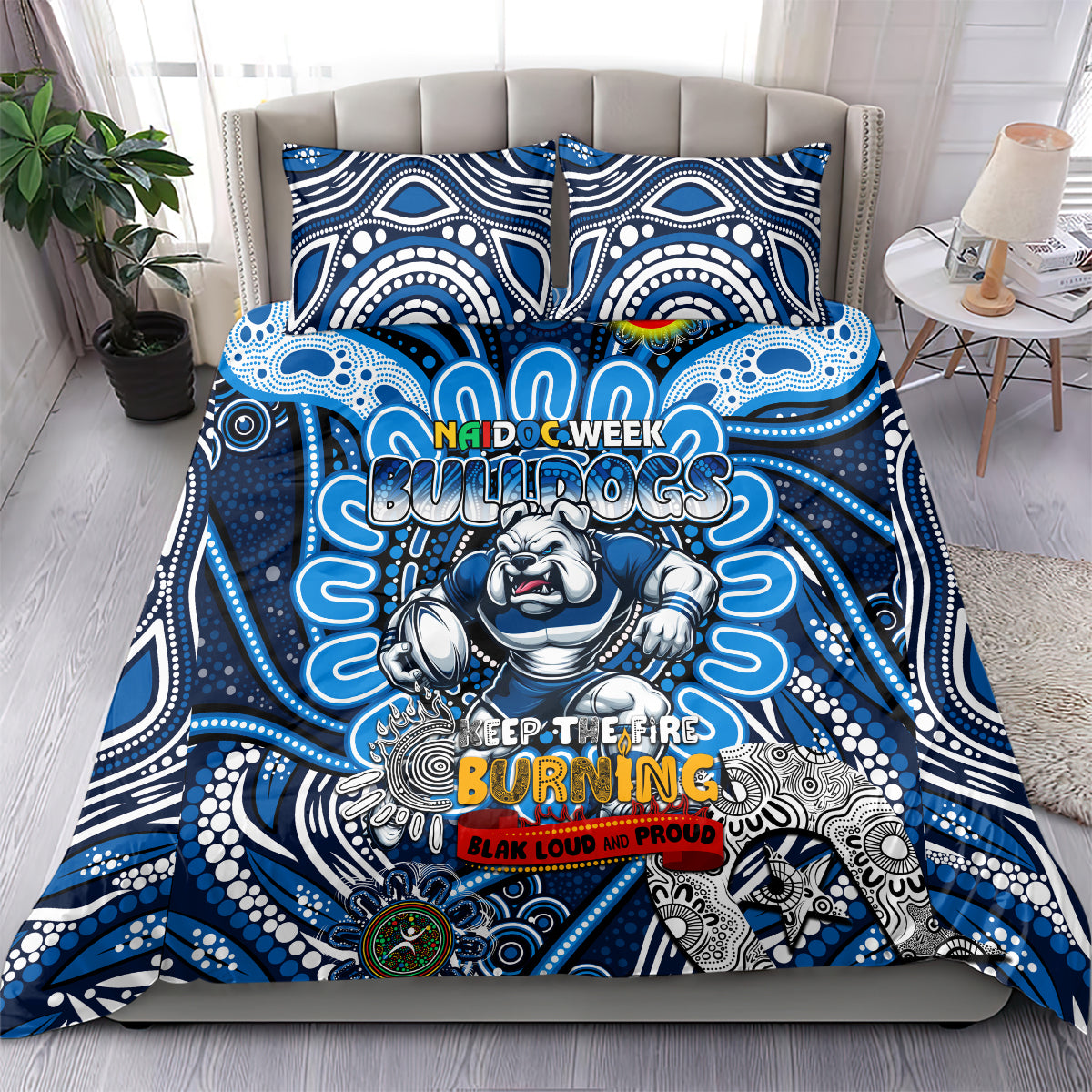 NAIDOC Week 2024 Bulldogs Bedding Set Mascot Rugby - Vibe Hoodie Shop
