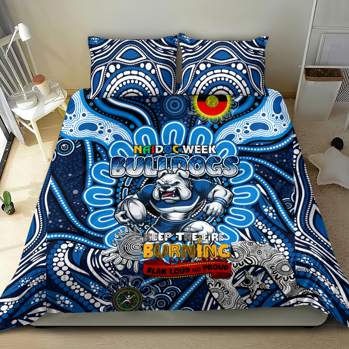 NAIDOC Week 2024 Bulldogs Bedding Set Mascot Rugby - Vibe Hoodie Shop