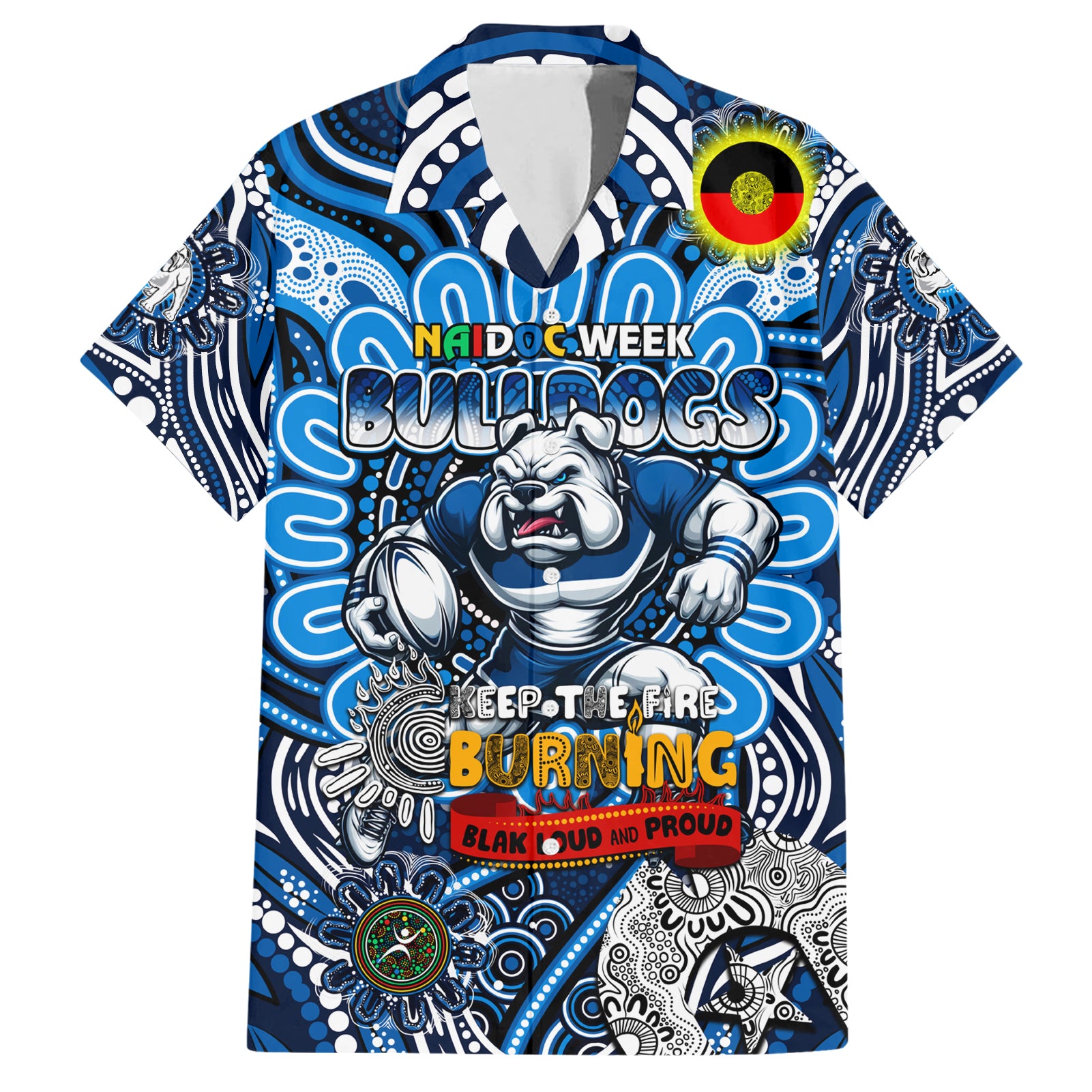 Custom NAIDOC Week 2024 Bulldogs Hawaiian Shirt Mascot Rugby - Vibe Hoodie Shop