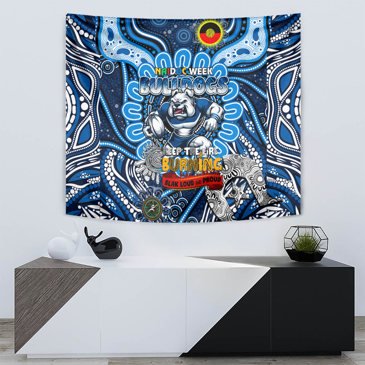 NAIDOC Week 2024 Bulldogs Tapestry Mascot Rugby - Vibe Hoodie Shop