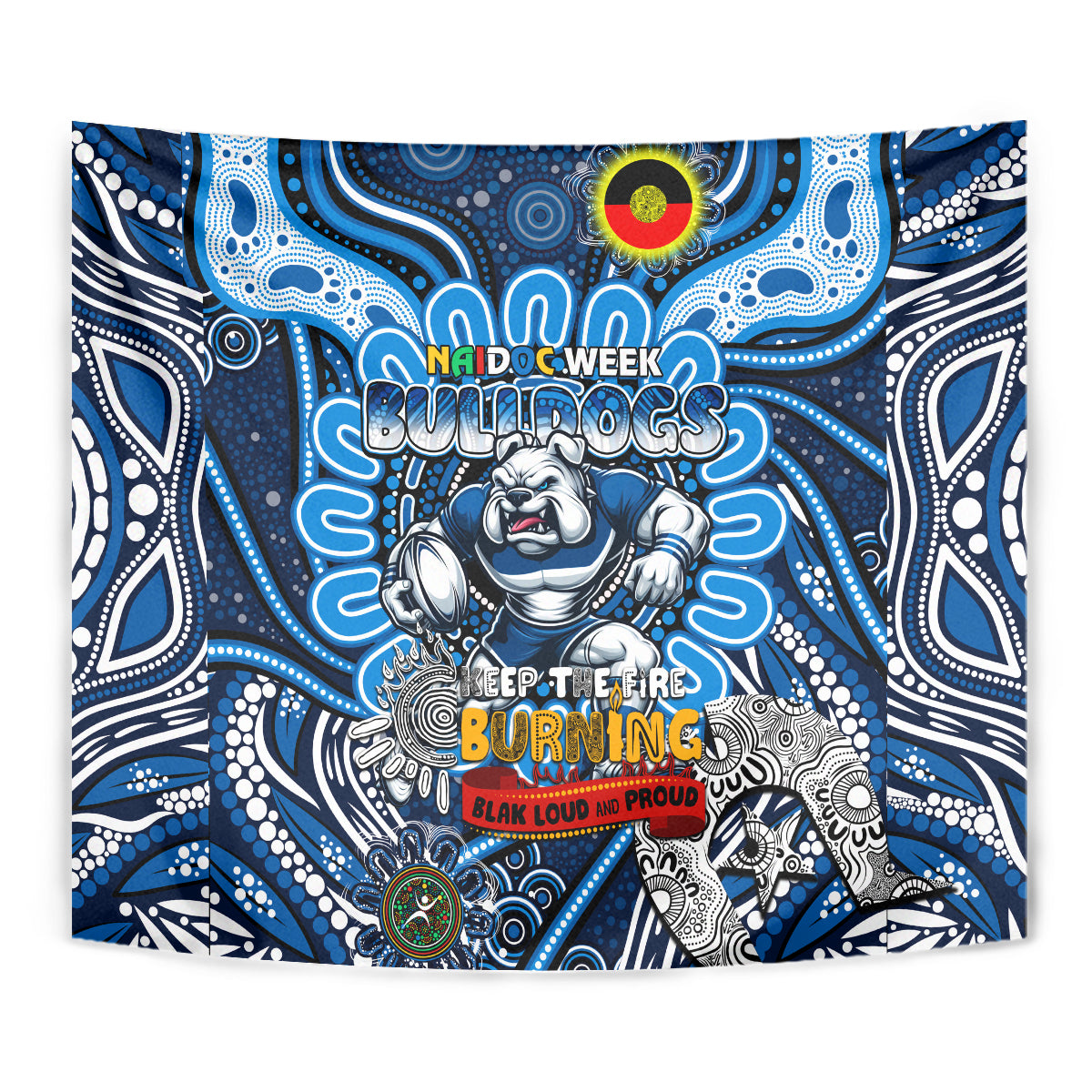 NAIDOC Week 2024 Bulldogs Tapestry Mascot Rugby - Vibe Hoodie Shop