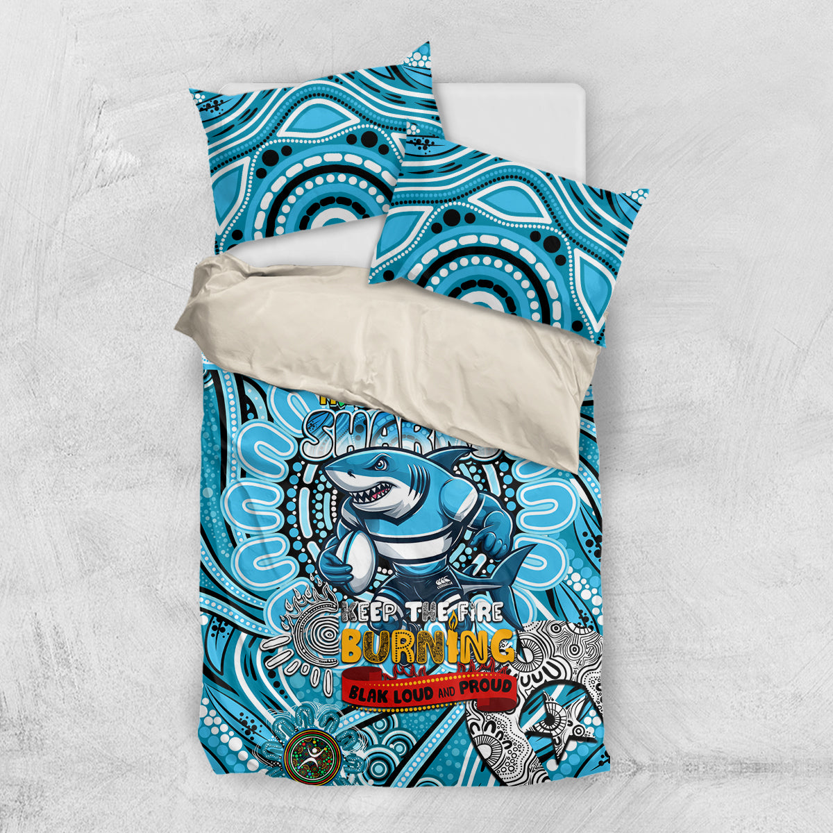 NAIDOC Week 2024 Sharks Bedding Set Mascot Rugby - Vibe Hoodie Shop