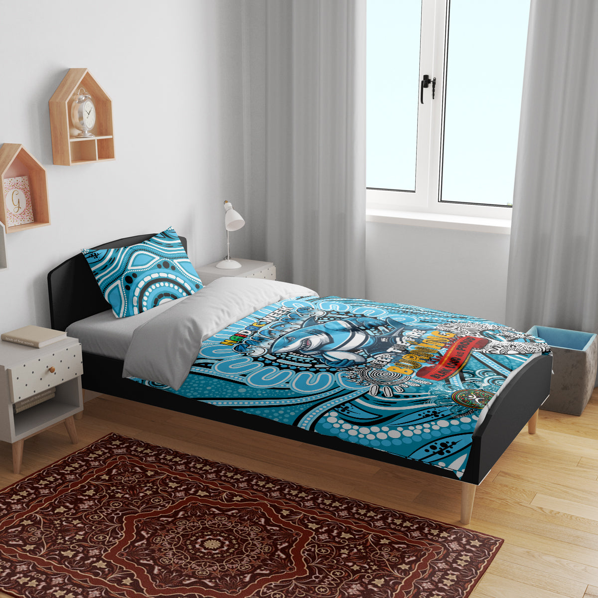 NAIDOC Week 2024 Sharks Bedding Set Mascot Rugby - Vibe Hoodie Shop