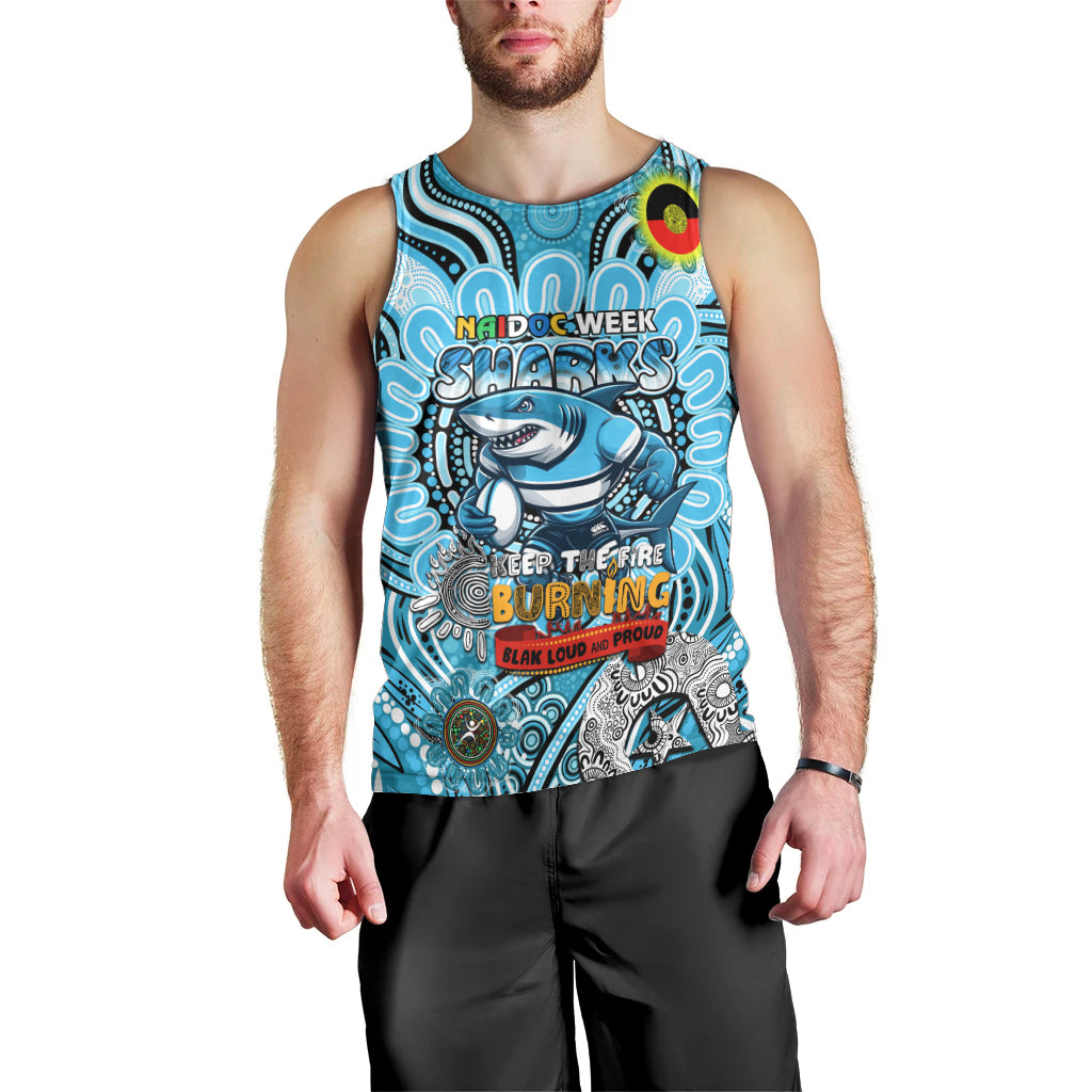 Custom NAIDOC Week 2024 Sharks Men Tank Top Mascot Rugby - Vibe Hoodie Shop