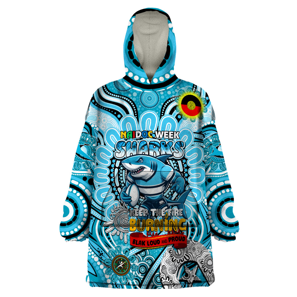 Custom NAIDOC Week 2024 Sharks Wearable Blanket Hoodie Mascot Rugby - Vibe Hoodie Shop