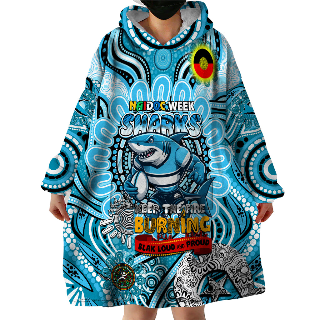 Custom NAIDOC Week 2024 Sharks Wearable Blanket Hoodie Mascot Rugby - Vibe Hoodie Shop