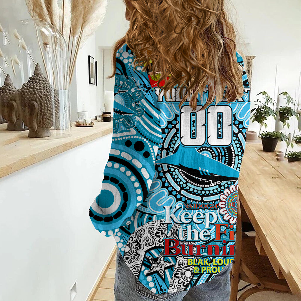 Custom NAIDOC Week 2024 Sharks Women Casual Shirt Mascot Rugby - Vibe Hoodie Shop