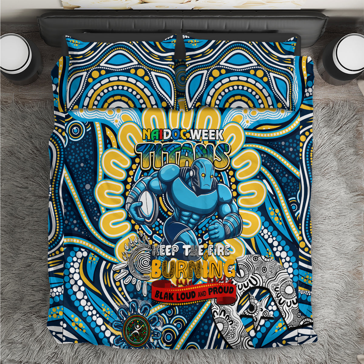NAIDOC Week 2024 Titans Bedding Set Mascot Rugby - Vibe Hoodie Shop
