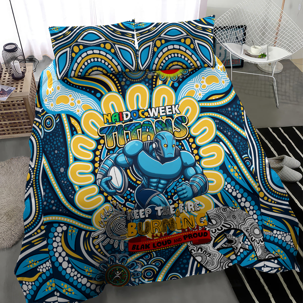 NAIDOC Week 2024 Titans Bedding Set Mascot Rugby - Vibe Hoodie Shop