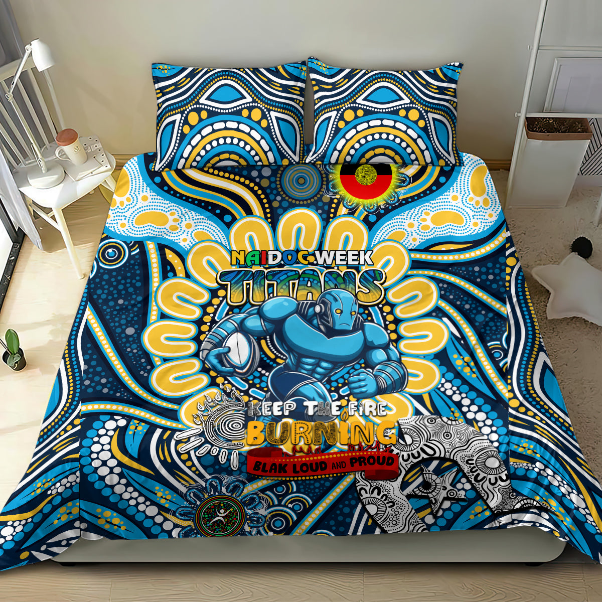 NAIDOC Week 2024 Titans Bedding Set Mascot Rugby - Vibe Hoodie Shop
