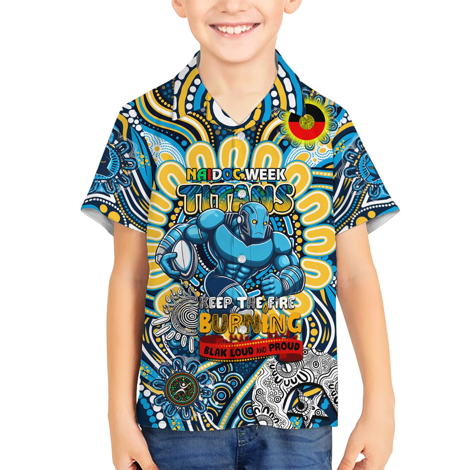 Custom NAIDOC Week 2024 Titans Hawaiian Shirt Mascot Rugby - Vibe Hoodie Shop