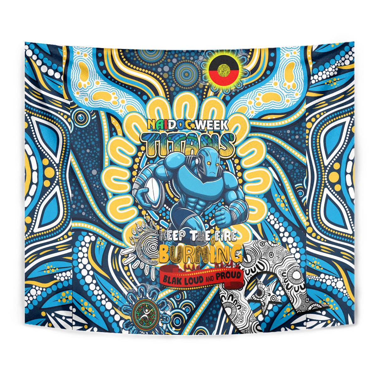 NAIDOC Week 2024 Titans Tapestry Mascot Rugby - Vibe Hoodie Shop