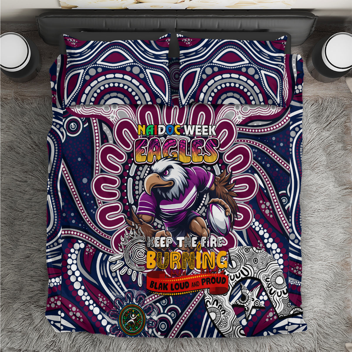 NAIDOC Week 2024 Eagles Bedding Set Mascot Rugby - Vibe Hoodie Shop