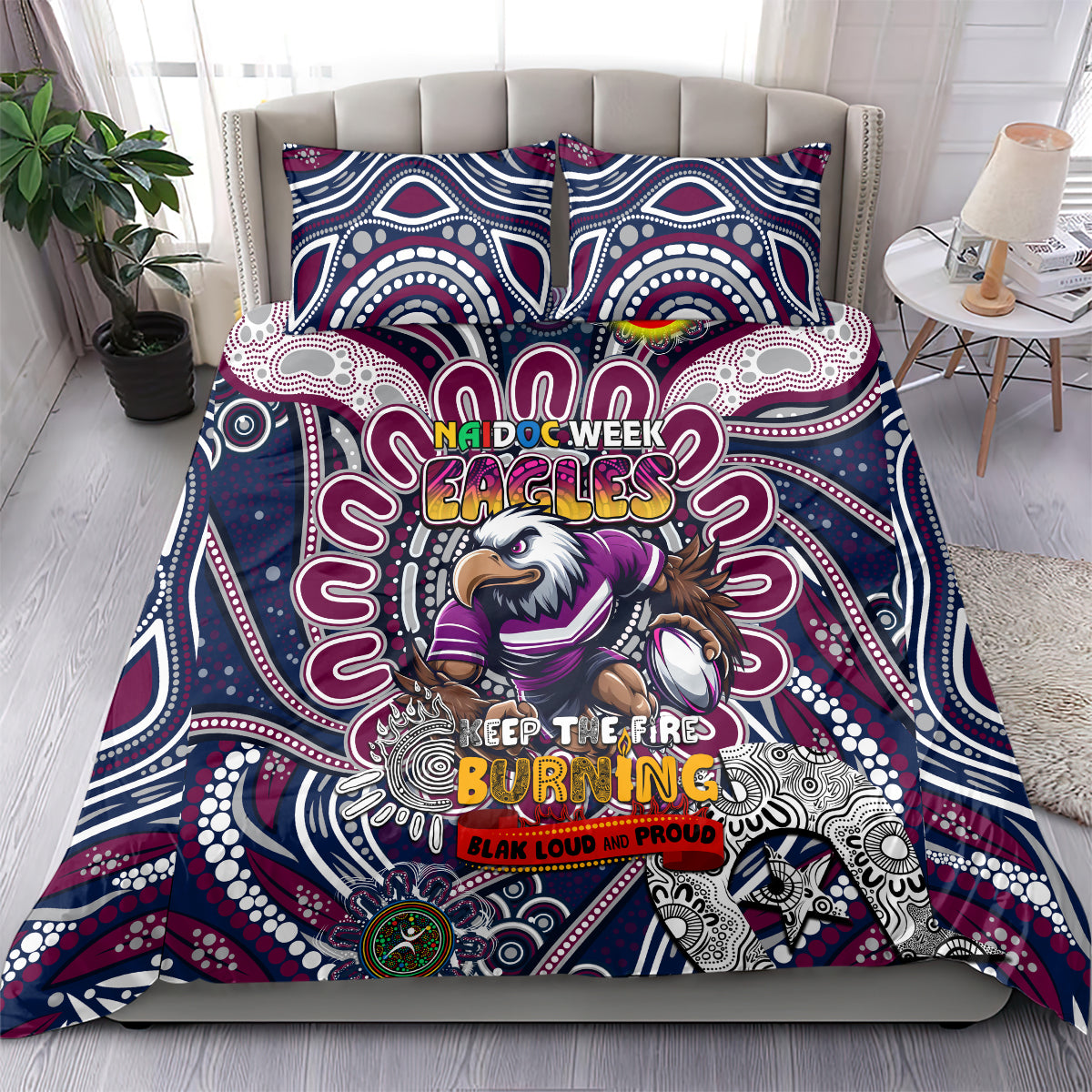 NAIDOC Week 2024 Eagles Bedding Set Mascot Rugby - Vibe Hoodie Shop