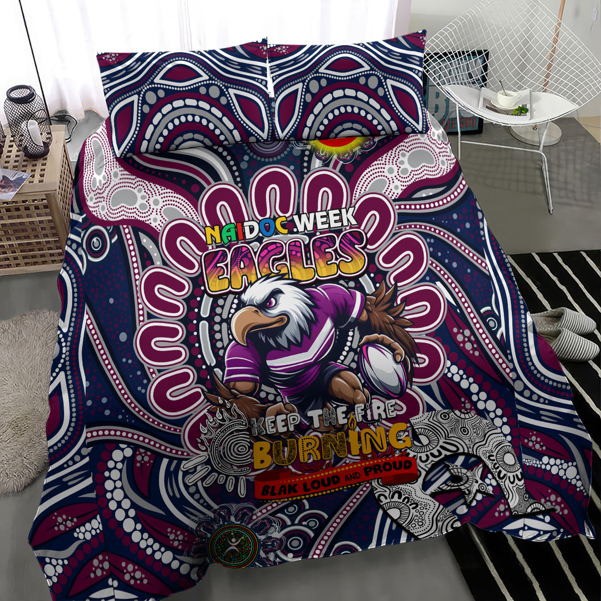 NAIDOC Week 2024 Eagles Bedding Set Mascot Rugby - Vibe Hoodie Shop