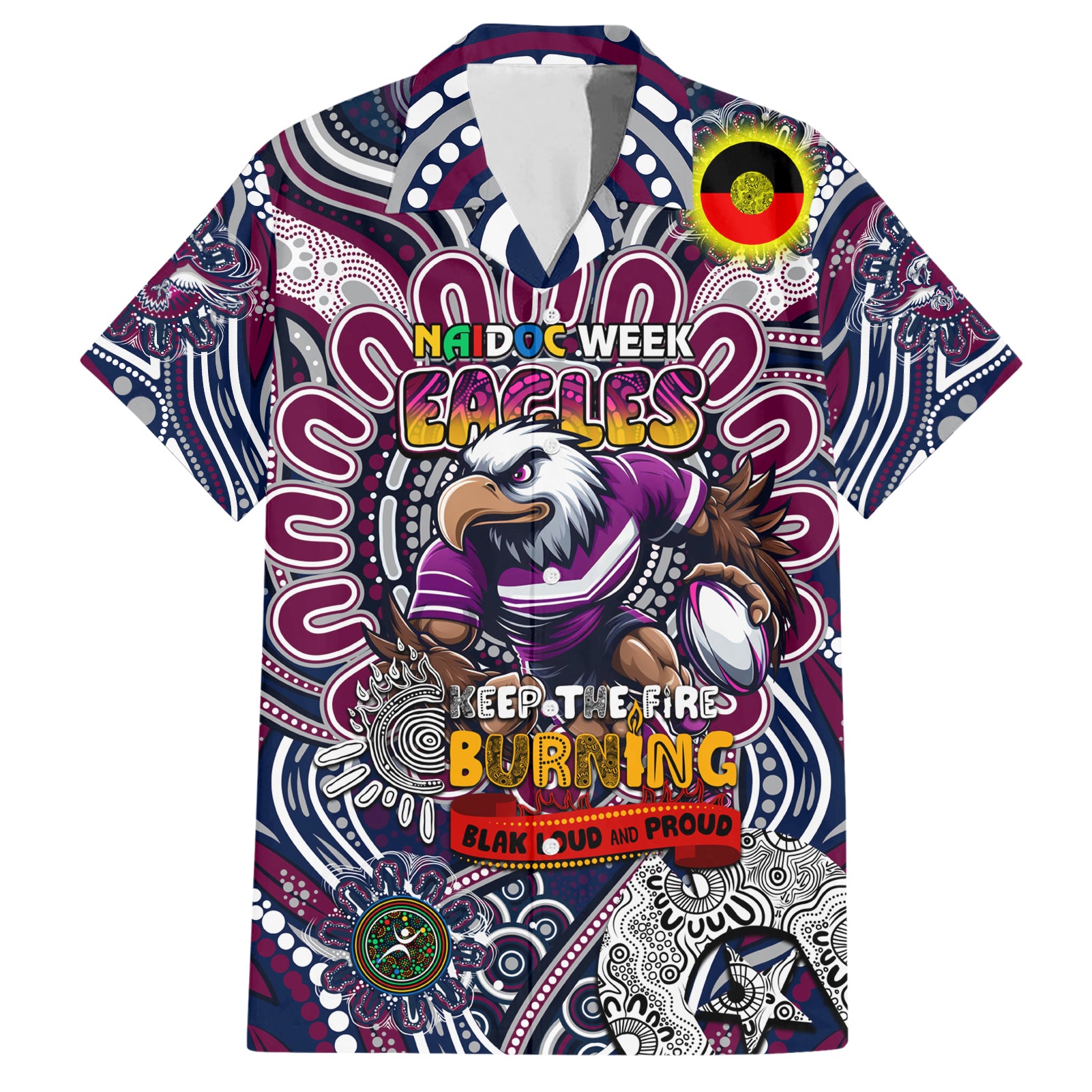 Custom NAIDOC Week 2024 Eagles Hawaiian Shirt Mascot Rugby - Vibe Hoodie Shop