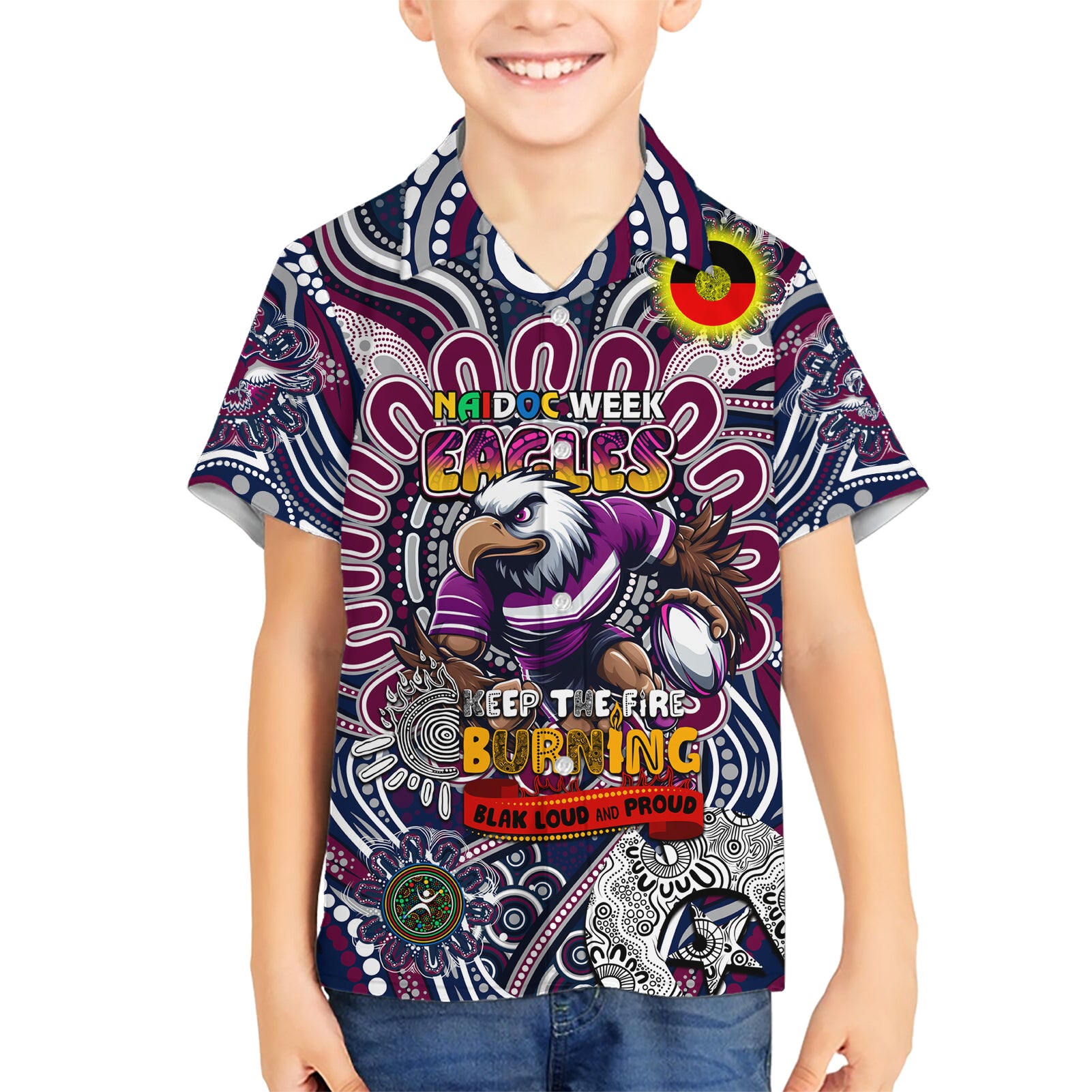 Custom NAIDOC Week 2024 Eagles Hawaiian Shirt Mascot Rugby - Vibe Hoodie Shop