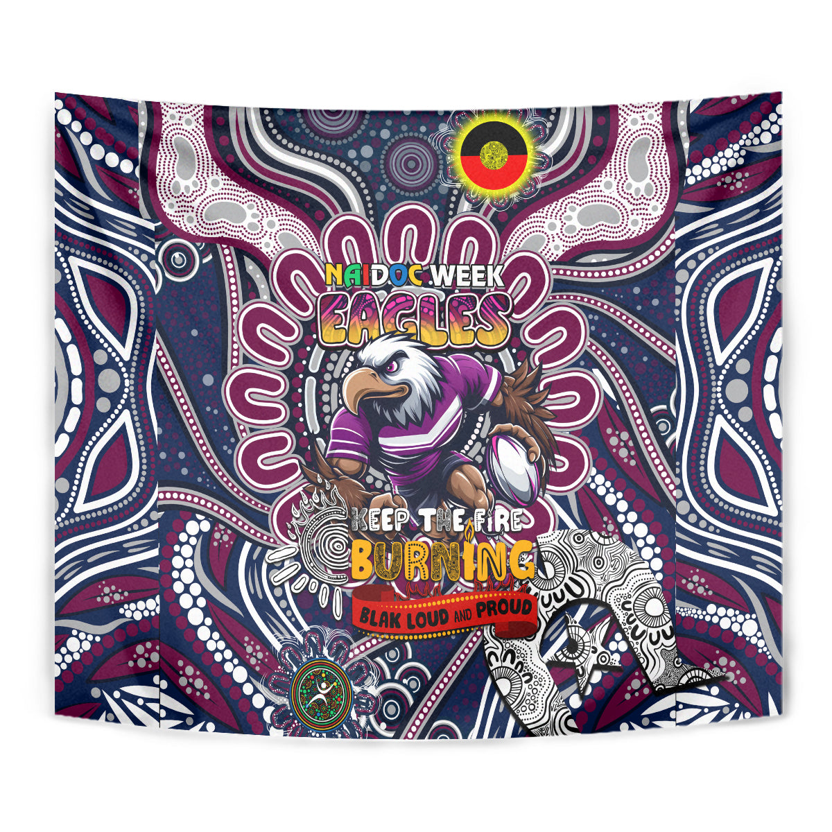 NAIDOC Week 2024 Eagles Tapestry Mascot Rugby - Vibe Hoodie Shop