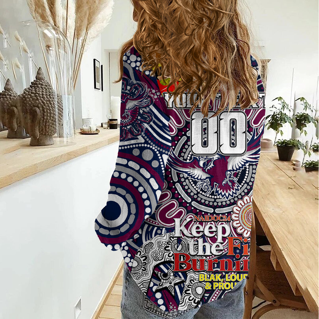 Custom NAIDOC Week 2024 Eagles Women Casual Shirt Mascot Rugby - Vibe Hoodie Shop