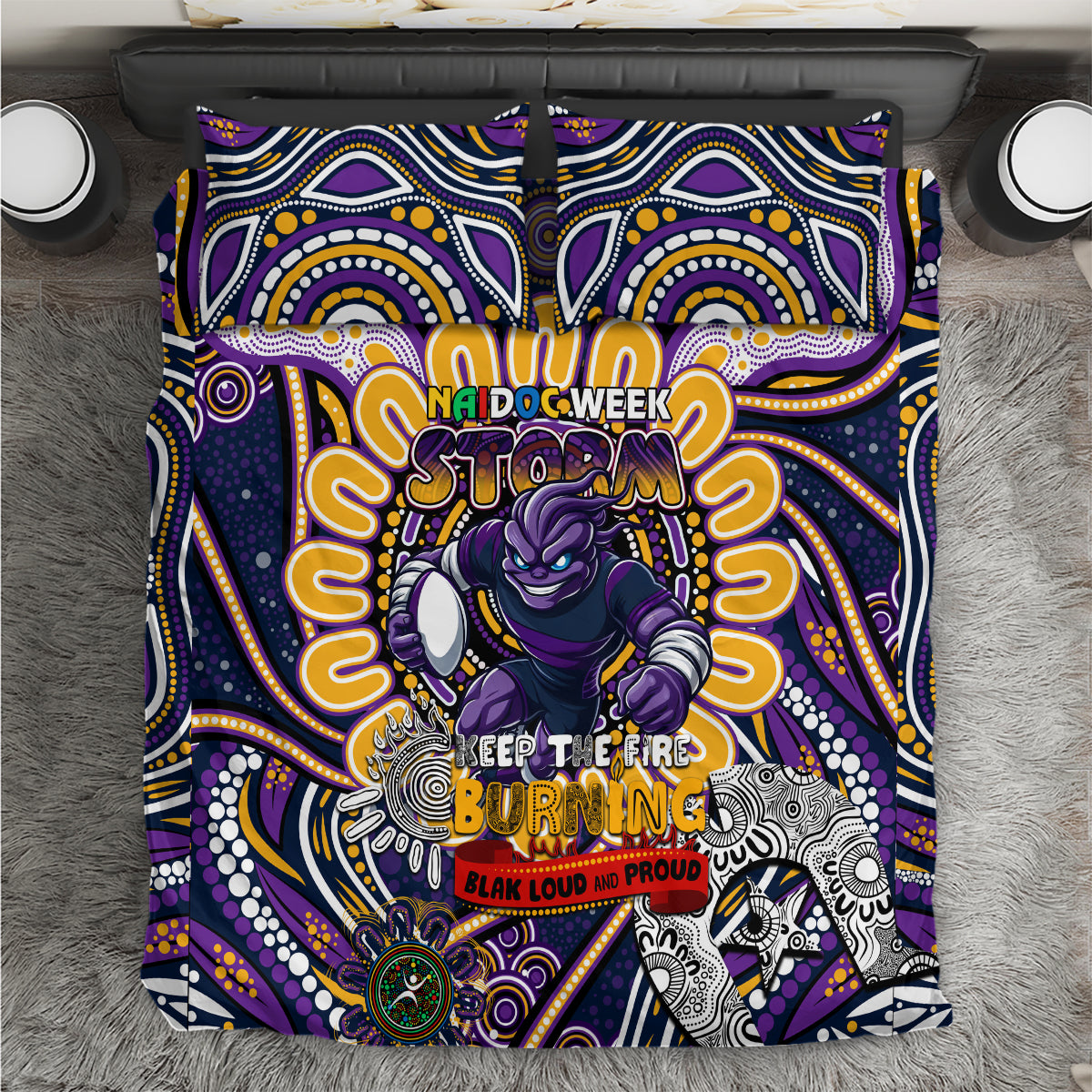 NAIDOC Week 2024 Storm Bedding Set Mascot Rugby - Vibe Hoodie Shop