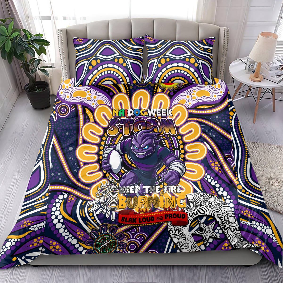 NAIDOC Week 2024 Storm Bedding Set Mascot Rugby - Vibe Hoodie Shop