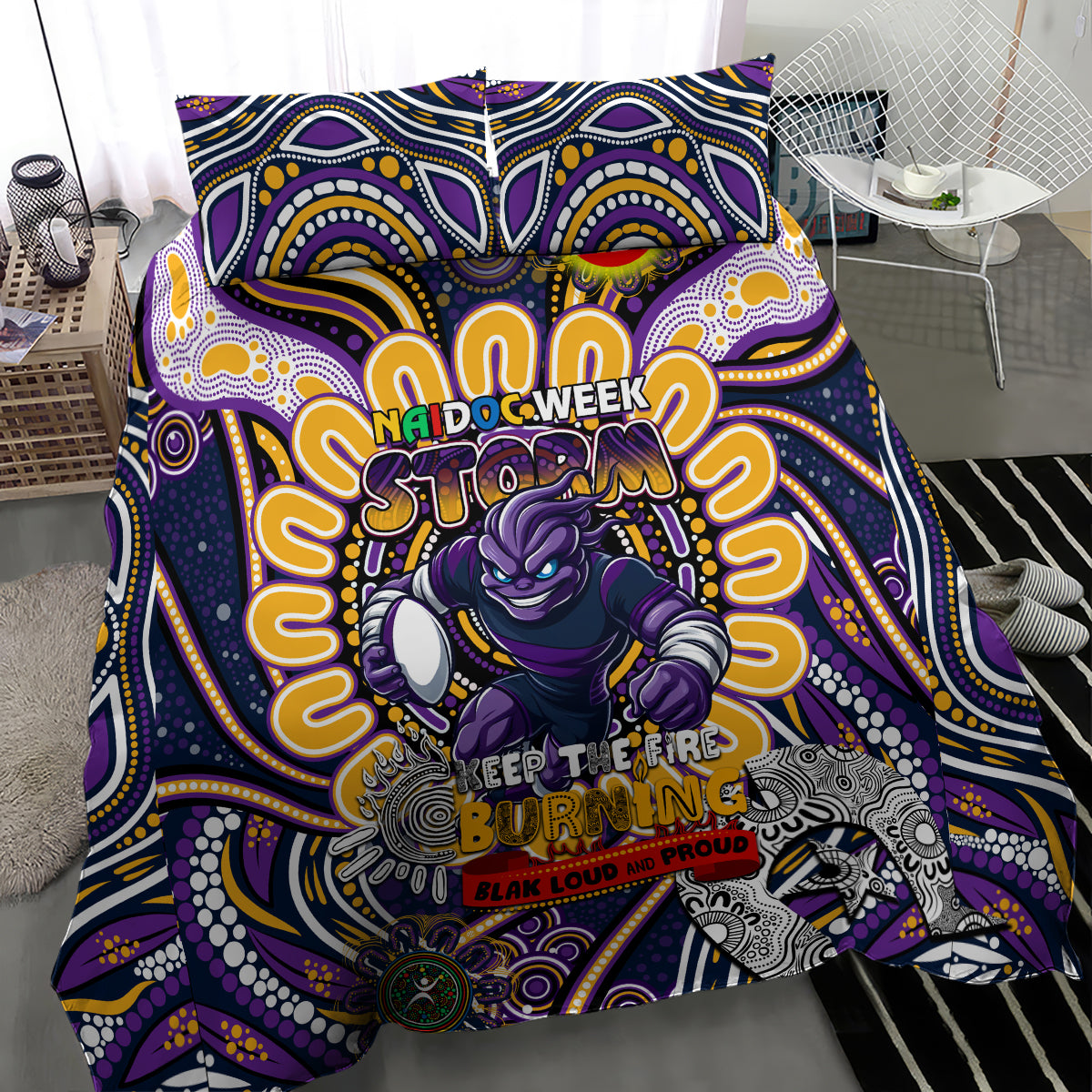 NAIDOC Week 2024 Storm Bedding Set Mascot Rugby - Vibe Hoodie Shop