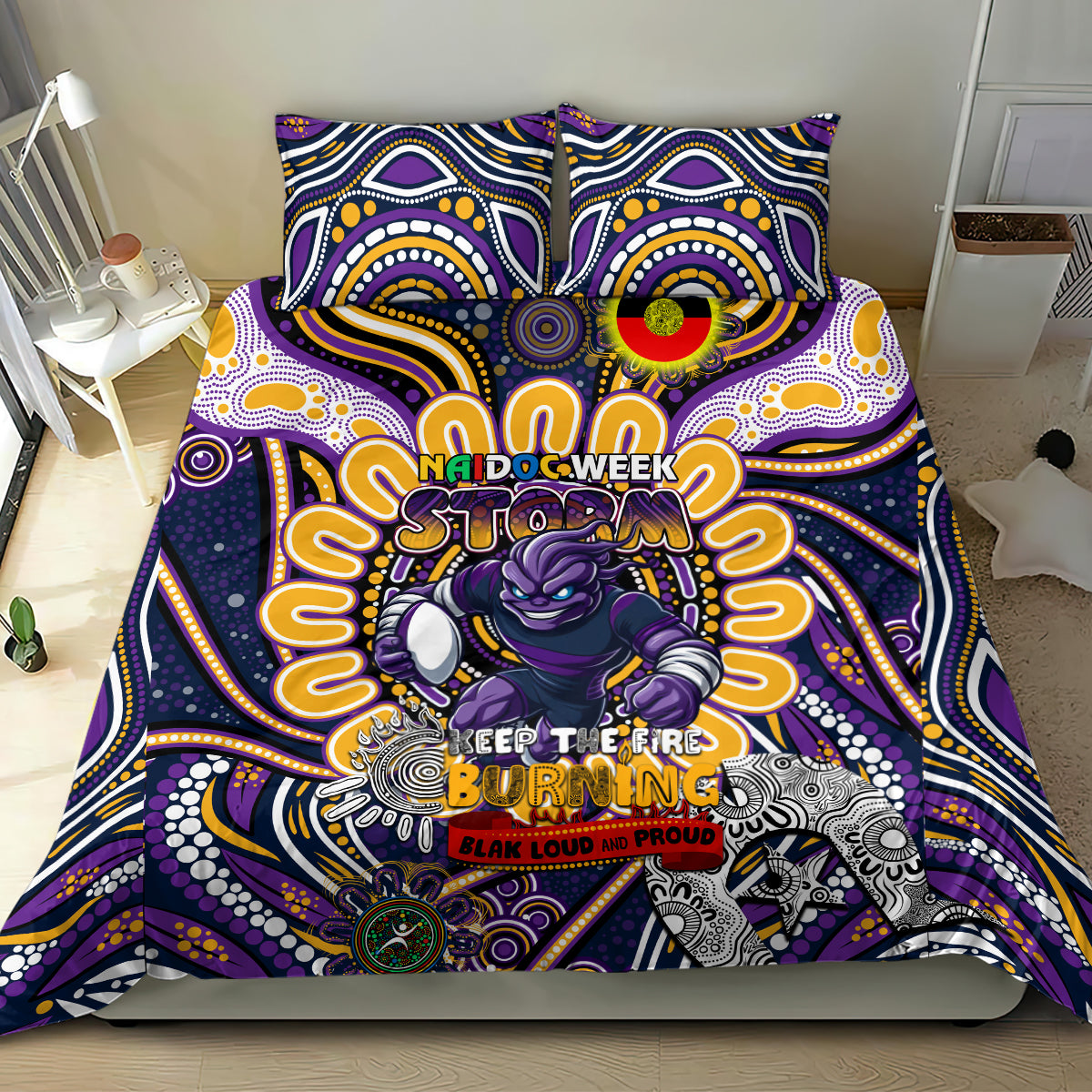 NAIDOC Week 2024 Storm Bedding Set Mascot Rugby - Vibe Hoodie Shop