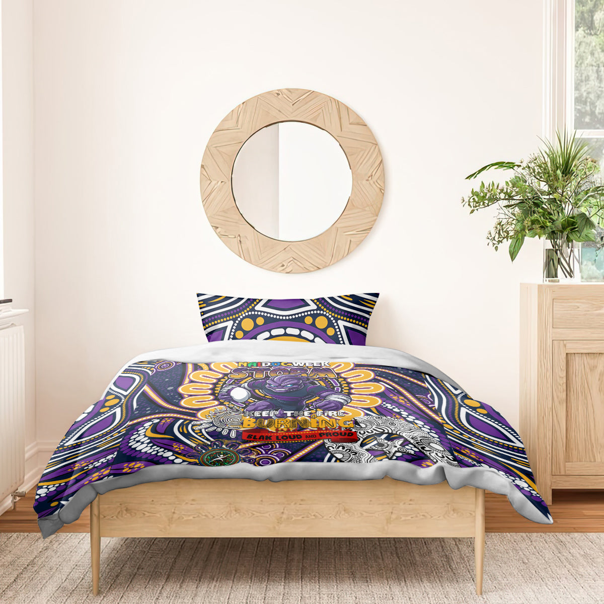 NAIDOC Week 2024 Storm Bedding Set Mascot Rugby - Vibe Hoodie Shop