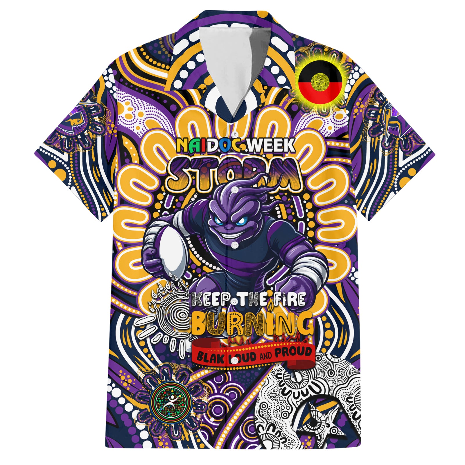 Custom NAIDOC Week 2024 Storm Hawaiian Shirt Mascot Rugby - Vibe Hoodie Shop