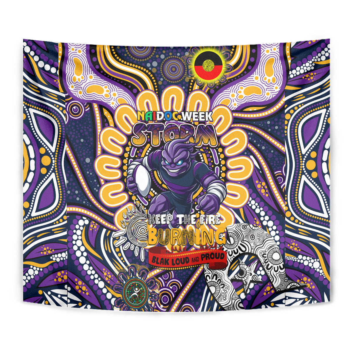 NAIDOC Week 2024 Storm Tapestry Mascot Rugby - Vibe Hoodie Shop