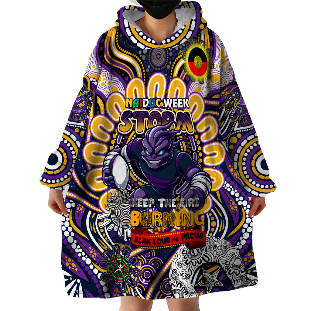 Custom NAIDOC Week 2024 Storm Wearable Blanket Hoodie Mascot Rugby - Vibe Hoodie Shop