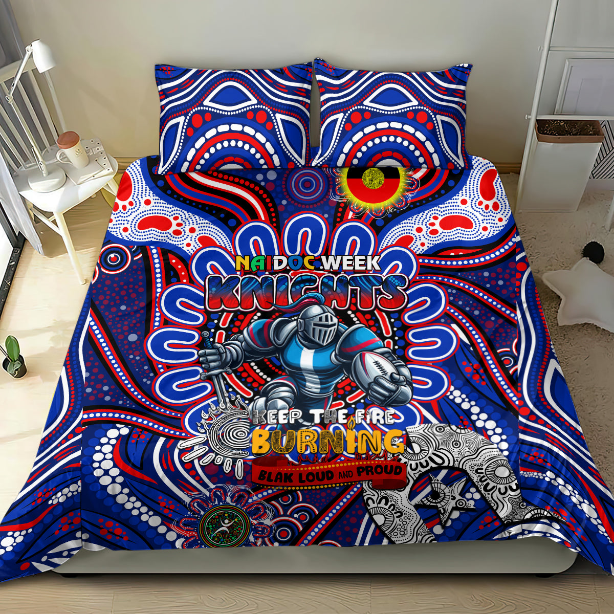 NAIDOC Week 2024 Knights Bedding Set Mascot Rugby - Vibe Hoodie Shop