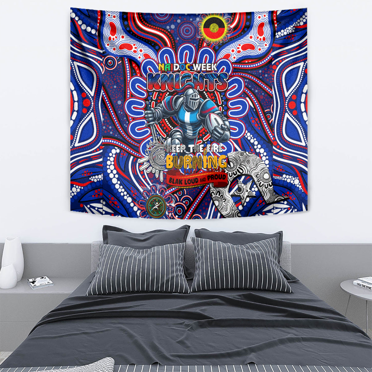 NAIDOC Week 2024 Knights Tapestry Mascot Rugby - Vibe Hoodie Shop