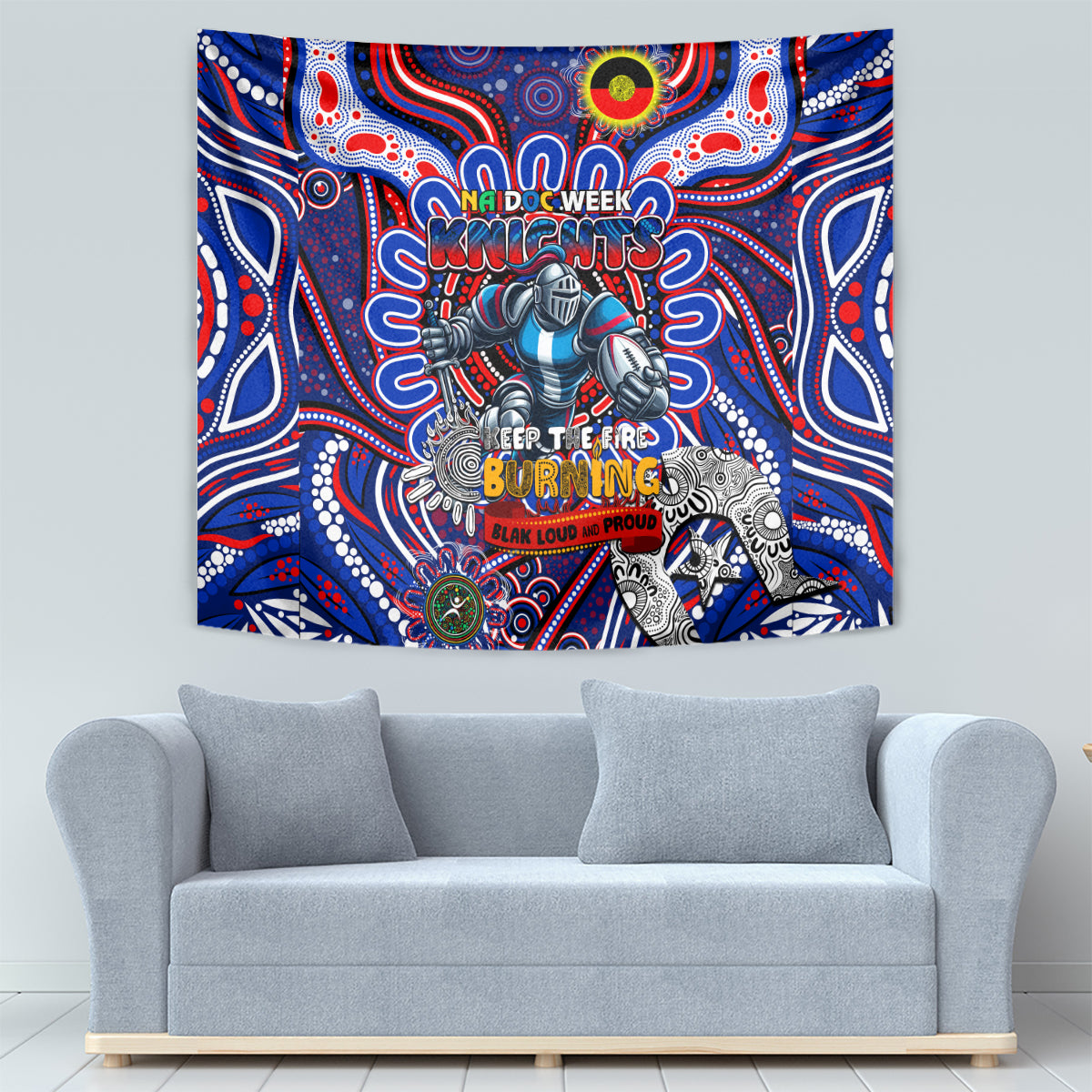 NAIDOC Week 2024 Knights Tapestry Mascot Rugby - Vibe Hoodie Shop