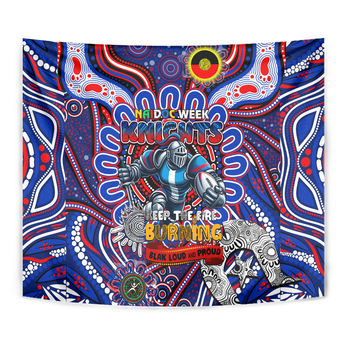 NAIDOC Week 2024 Knights Tapestry Mascot Rugby - Vibe Hoodie Shop