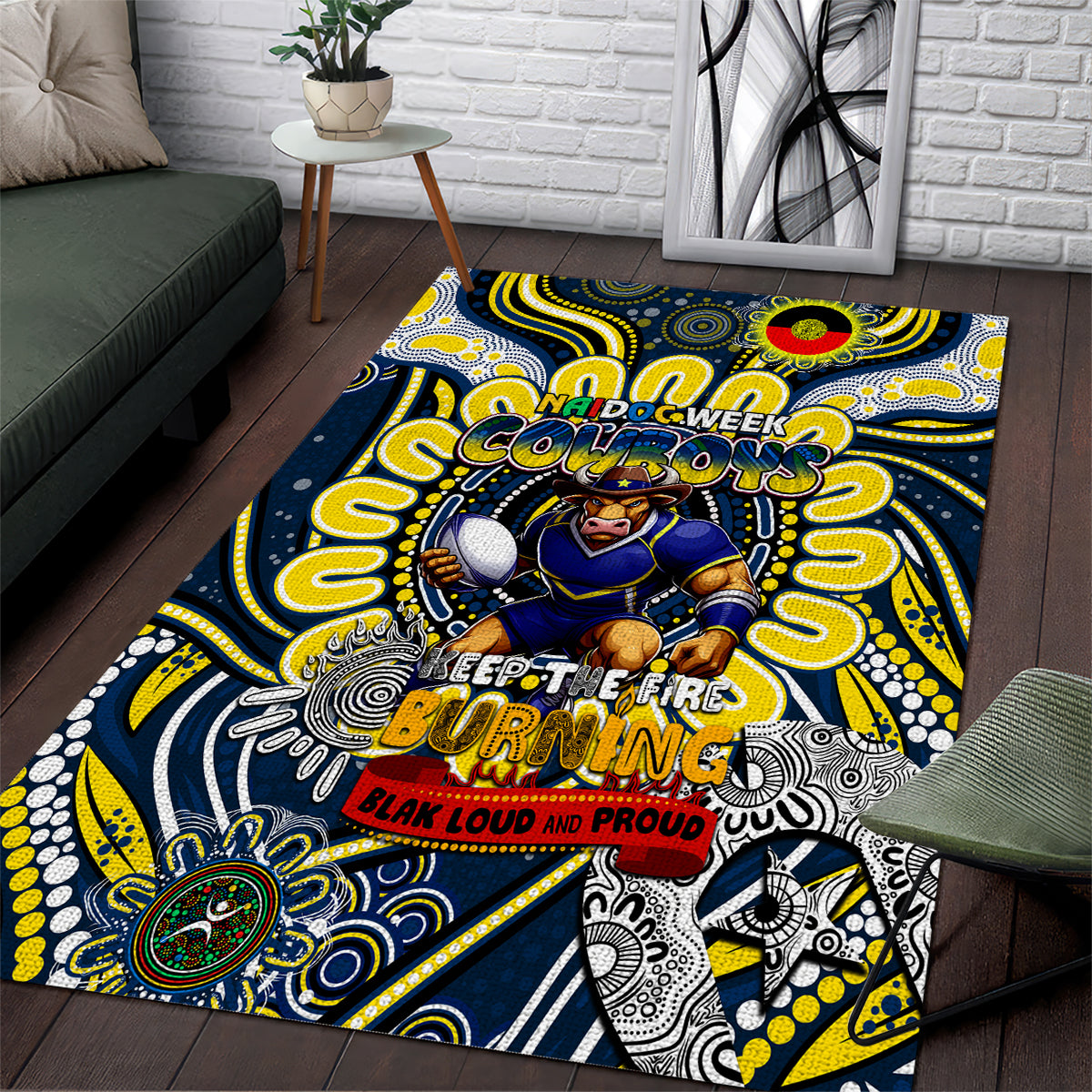 NAIDOC Week 2024 Cowboys Area Rug Mascot Rugby - Vibe Hoodie Shop