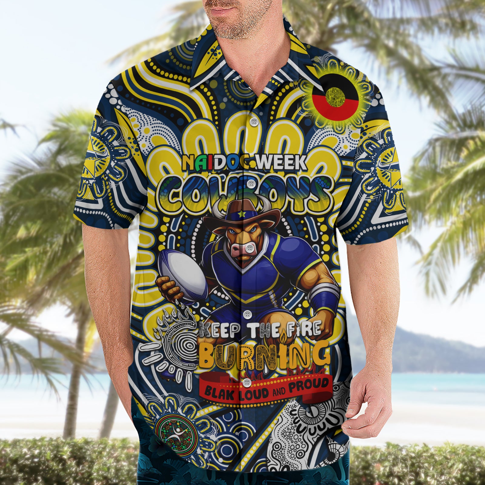 Custom NAIDOC Week 2024 Cowboys Hawaiian Shirt Mascot Rugby - Vibe Hoodie Shop