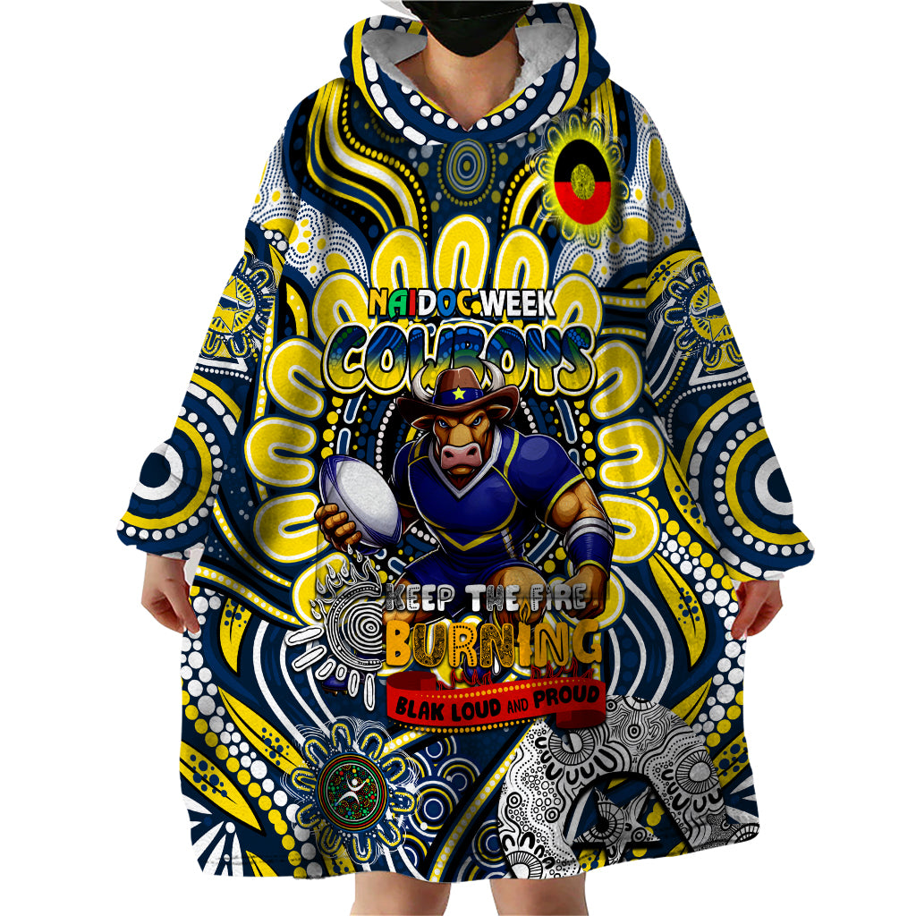 Custom NAIDOC Week 2024 Cowboys Wearable Blanket Hoodie Mascot Rugby - Vibe Hoodie Shop