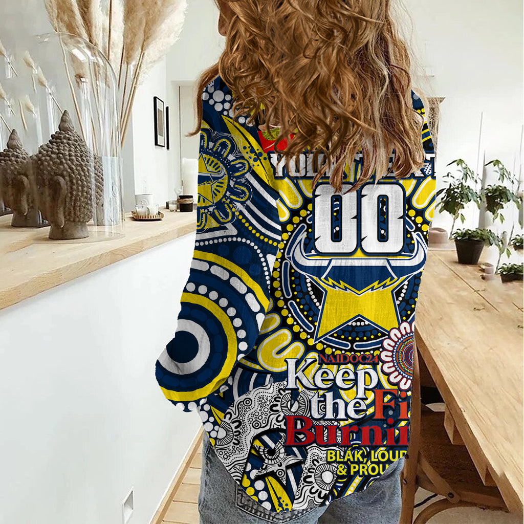 Custom NAIDOC Week 2024 Cowboys Women Casual Shirt Mascot Rugby - Vibe Hoodie Shop