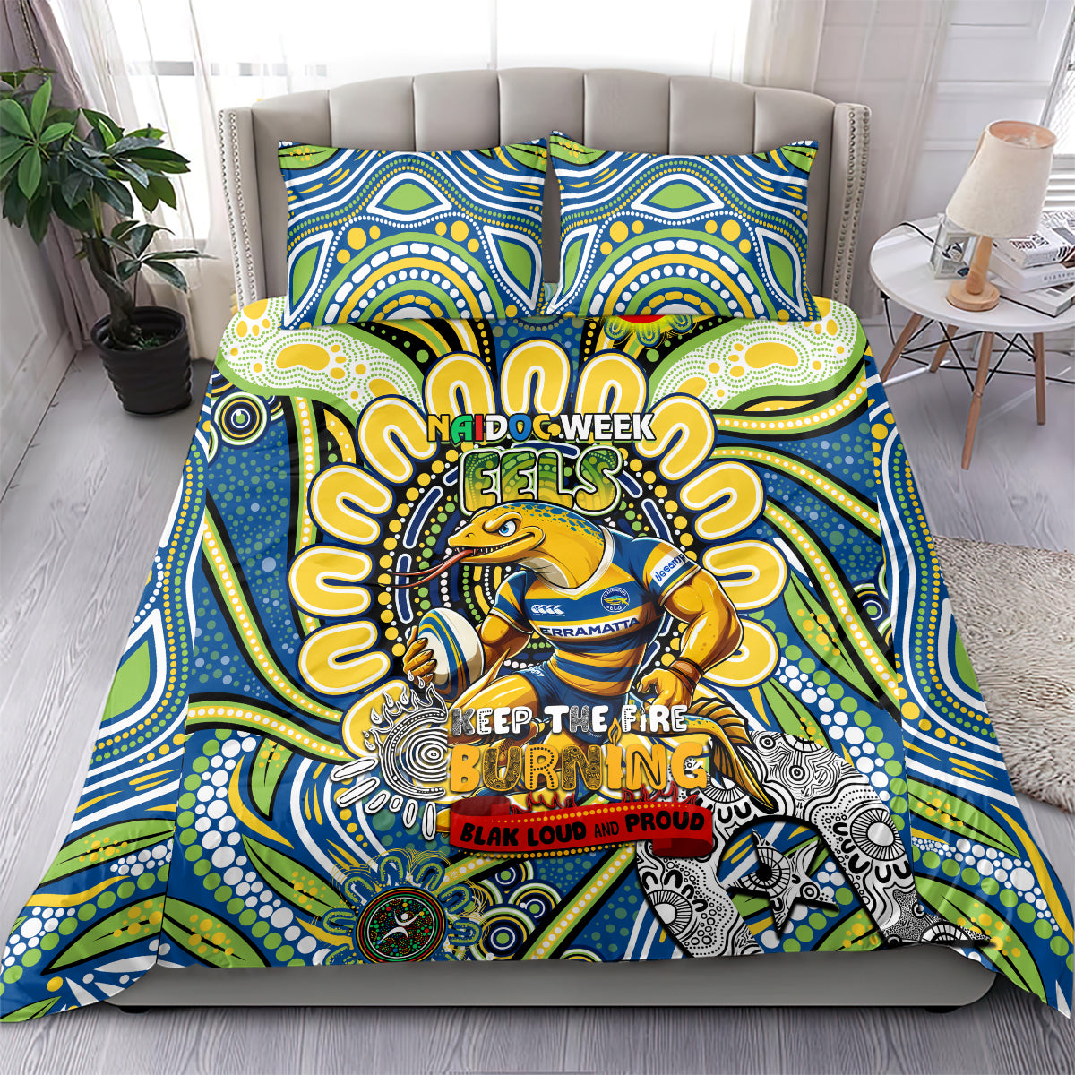 NAIDOC Week 2024 Eels Bedding Set Mascot Rugby - Vibe Hoodie Shop