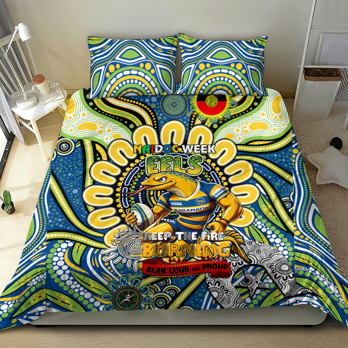 NAIDOC Week 2024 Eels Bedding Set Mascot Rugby - Vibe Hoodie Shop