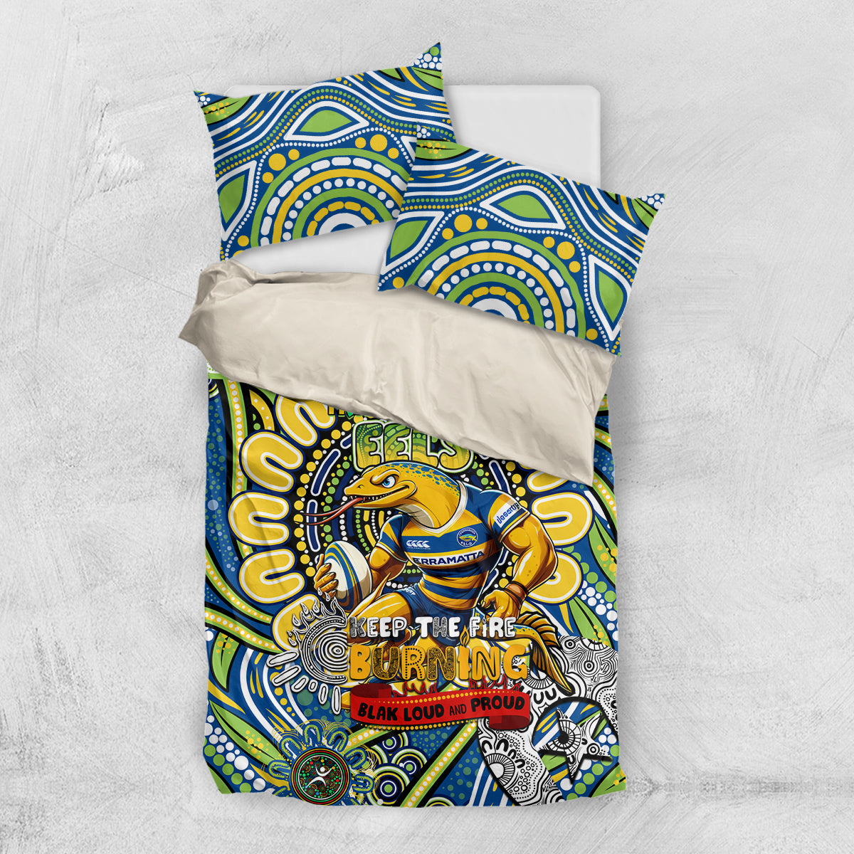 NAIDOC Week 2024 Eels Bedding Set Mascot Rugby - Vibe Hoodie Shop