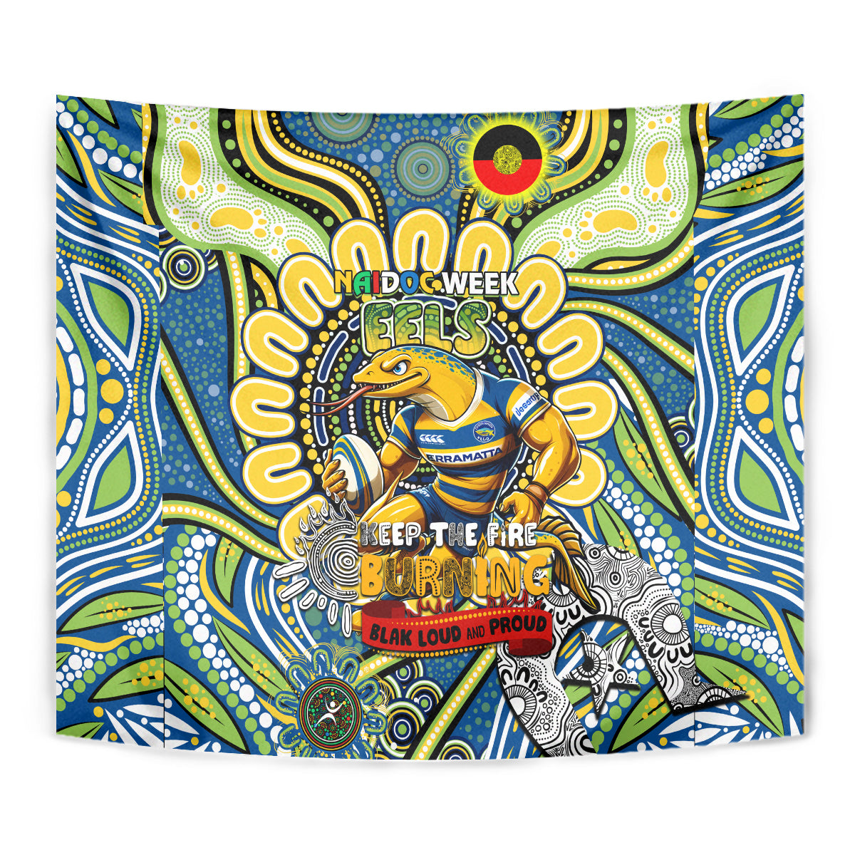 NAIDOC Week 2024 Eels Tapestry Mascot Rugby - Vibe Hoodie Shop