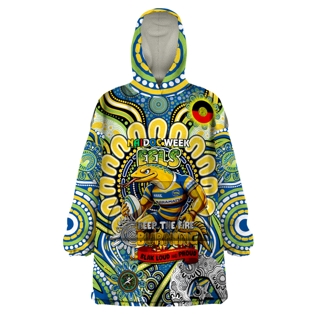 Custom NAIDOC Week 2024 Eels Wearable Blanket Hoodie Mascot Rugby - Vibe Hoodie Shop