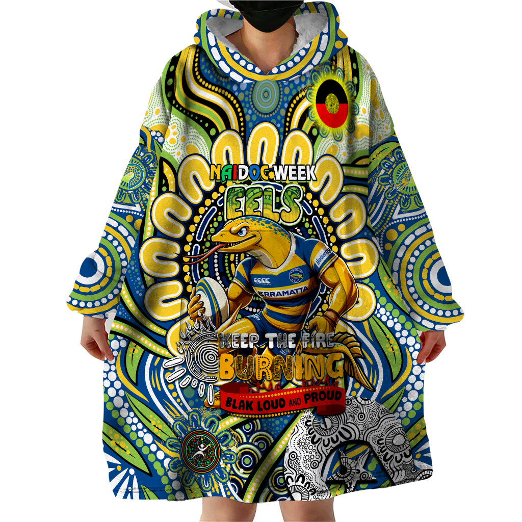 Custom NAIDOC Week 2024 Eels Wearable Blanket Hoodie Mascot Rugby - Vibe Hoodie Shop