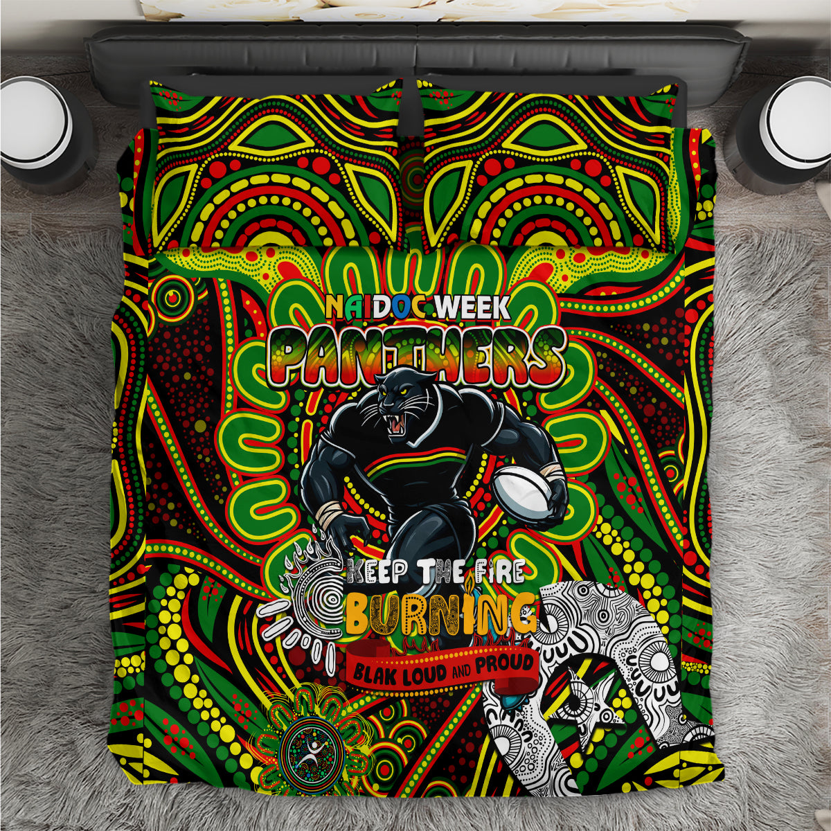 NAIDOC Week 2024 Panthers Bedding Set Mascot Rugby - Vibe Hoodie Shop