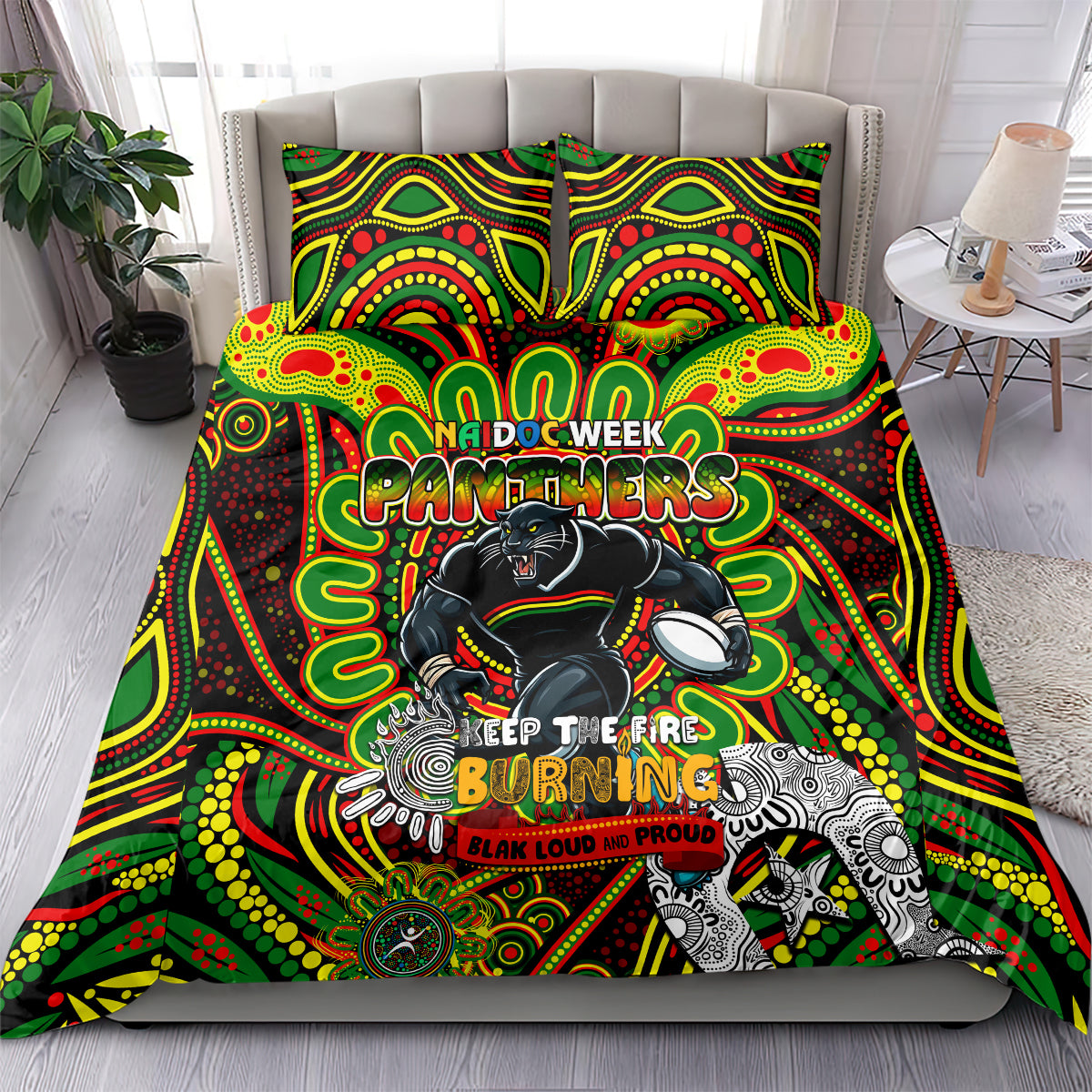 NAIDOC Week 2024 Panthers Bedding Set Mascot Rugby - Vibe Hoodie Shop