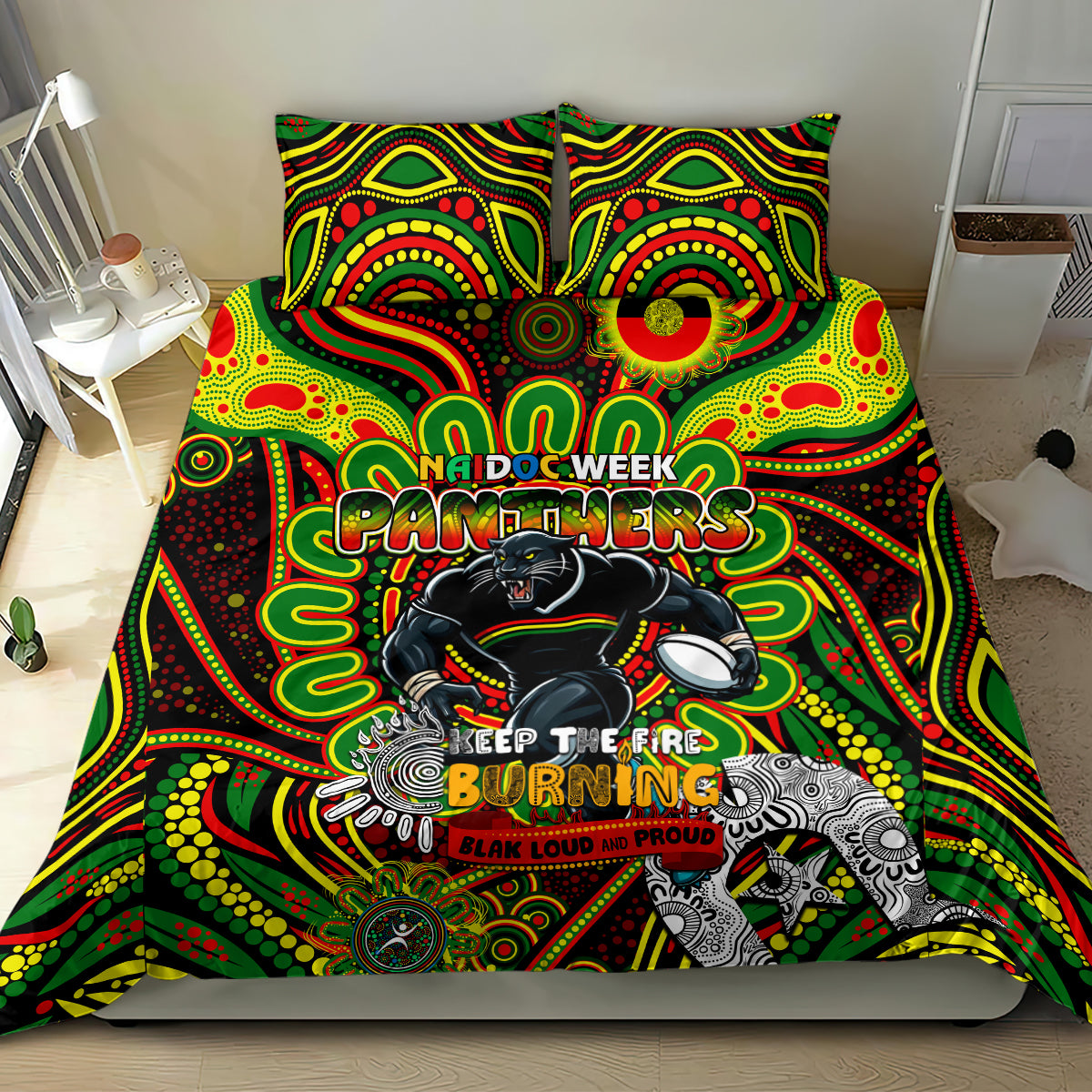 NAIDOC Week 2024 Panthers Bedding Set Mascot Rugby - Vibe Hoodie Shop